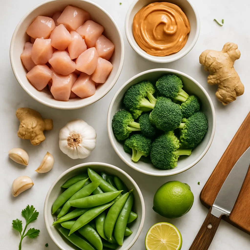Ingredients for Thai Peanut Chicken Stir-Fry