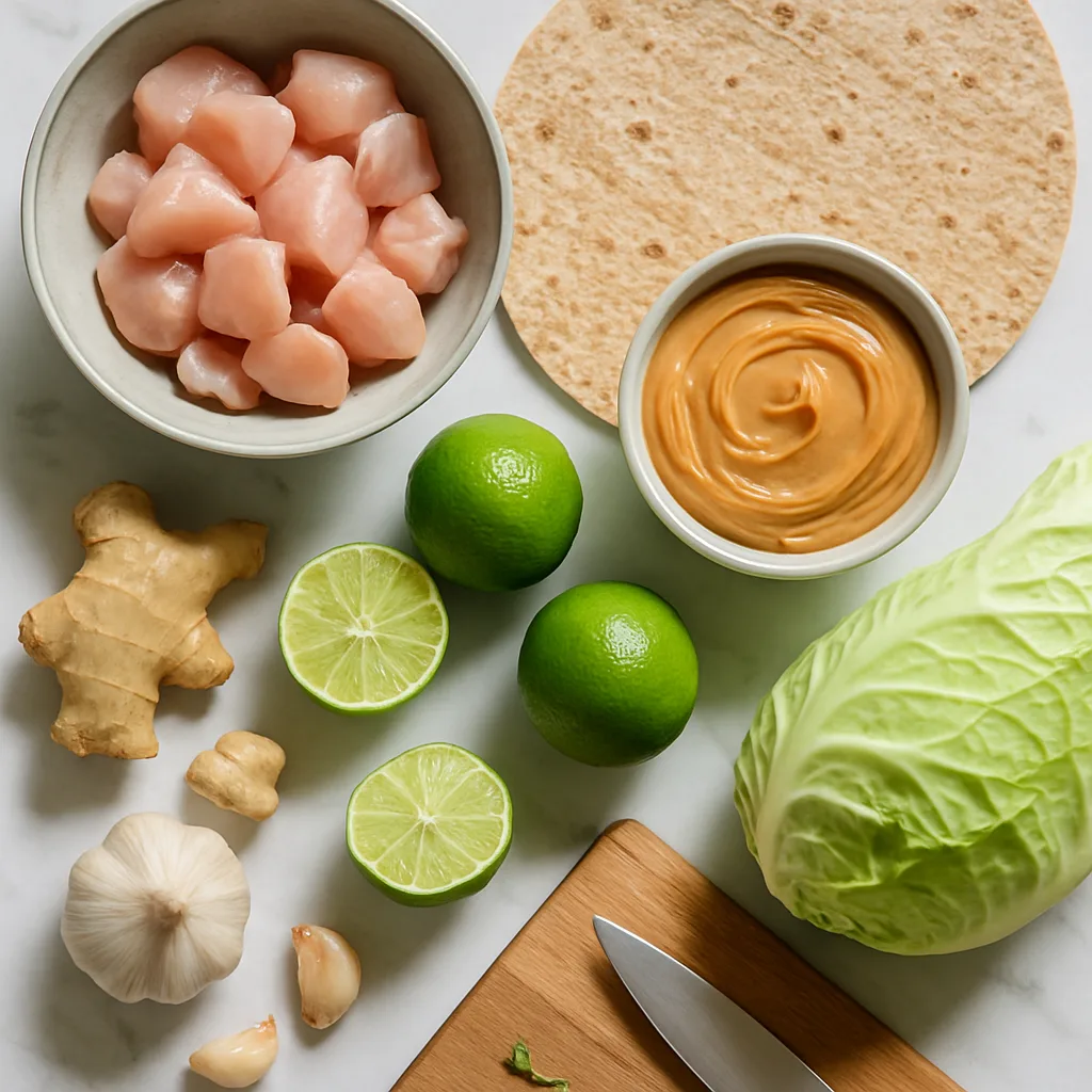 Ingredients for Thai Peanut Chicken Wrap