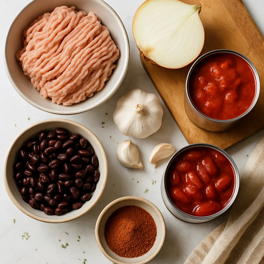 Ingredients for Turkey & Black Bean Chili