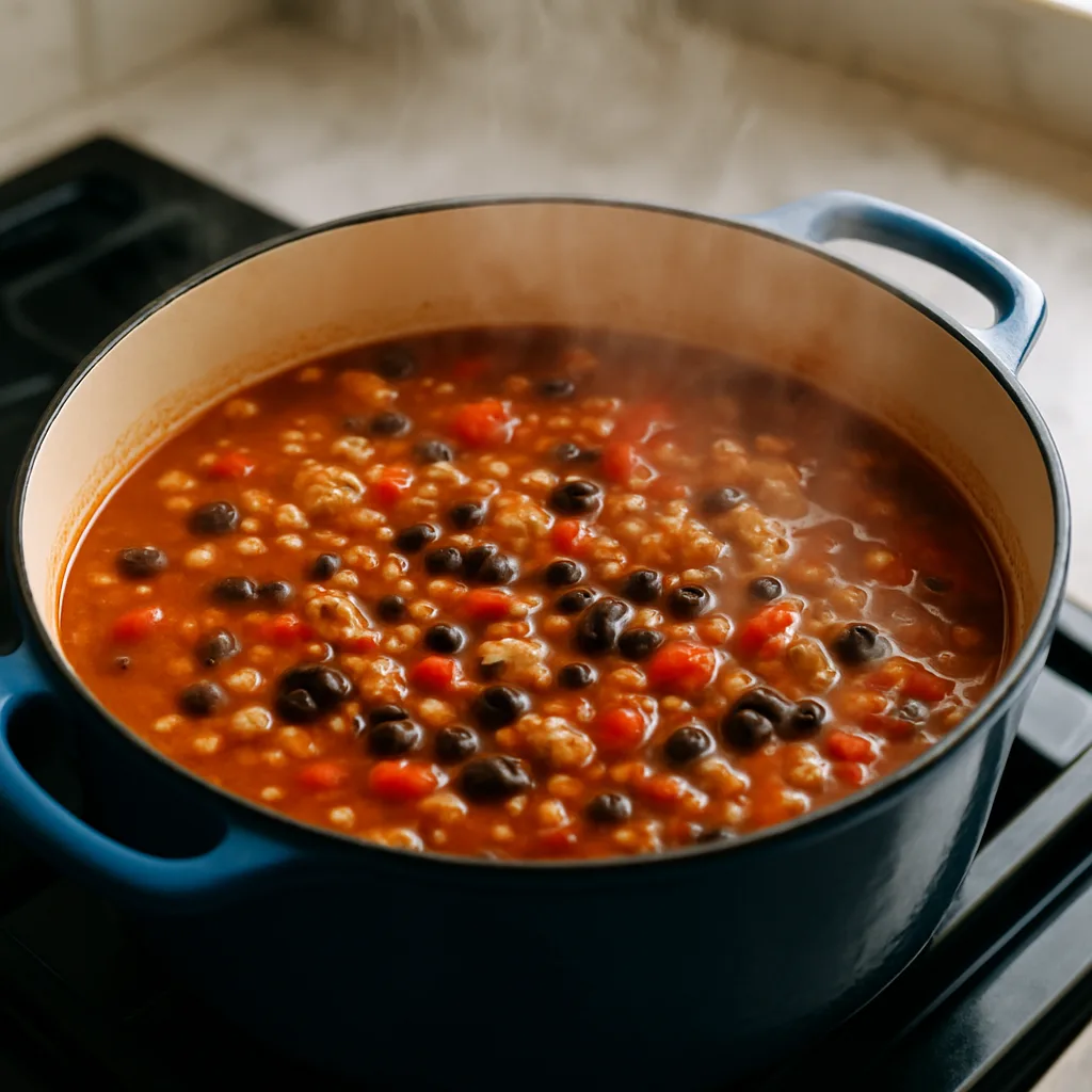 Turkey & Black Bean Chili cooking in progress