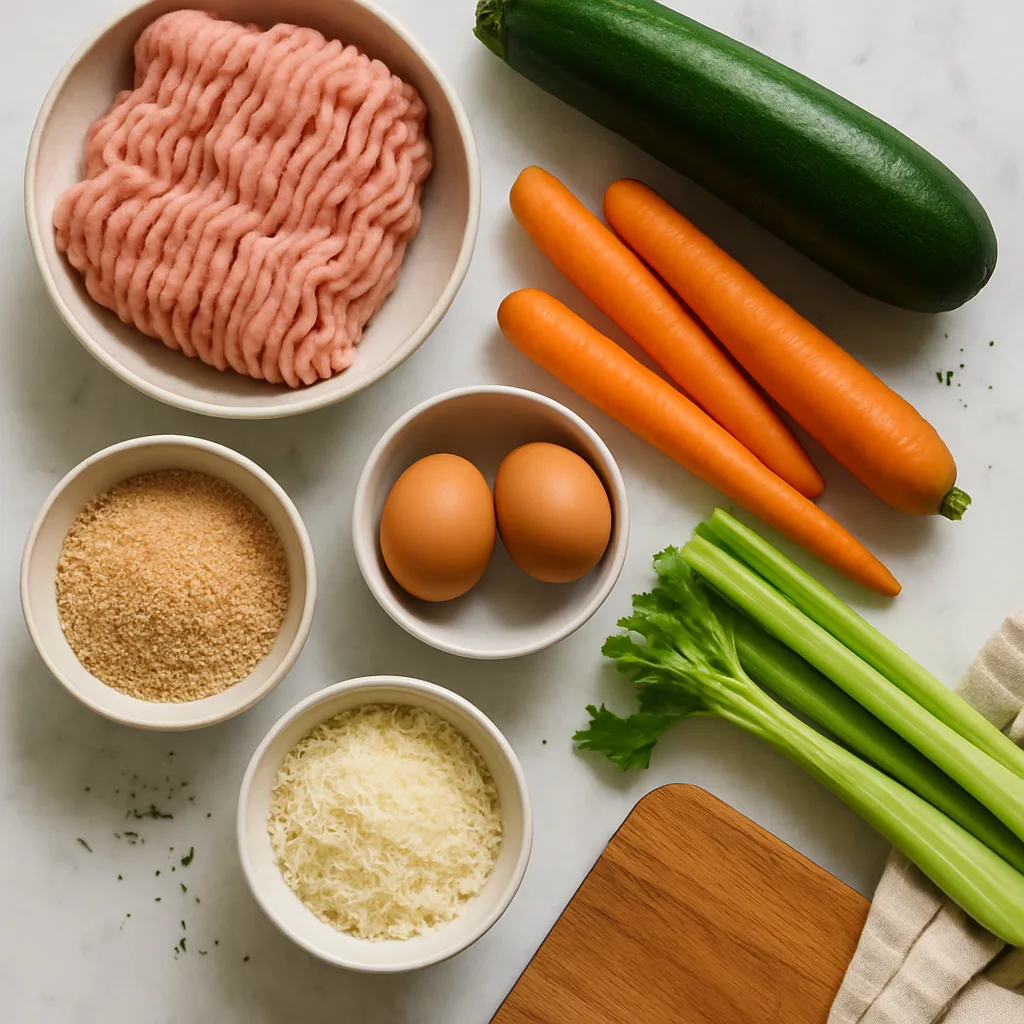 Ingredients for Turkey Meatball Zucchini Noodle Soup