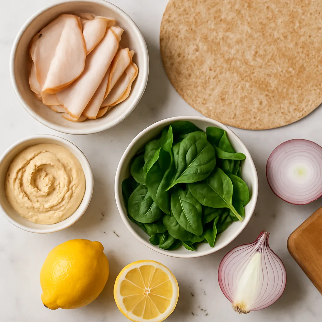 Ingredients for Turkey Spinach Whole Wheat Wrap