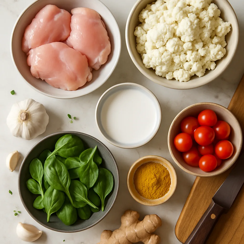 Ingredients for Turmeric Coconut Chicken with Cauliflower Rice