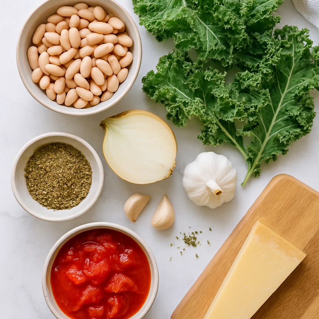 Ingredients for Tuscan White Bean & Kale Soup