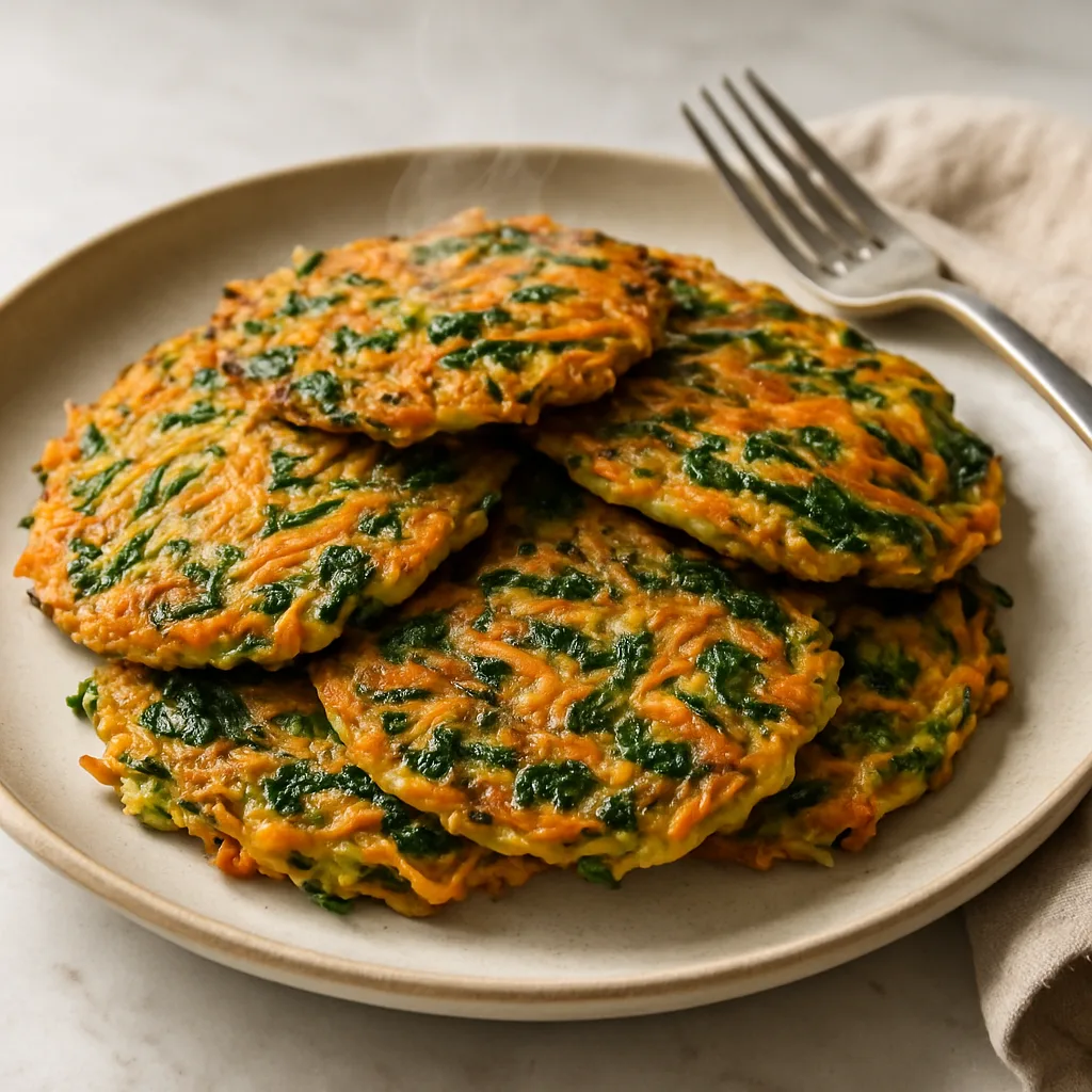 Vegetable Egg Pancakes with Carrots, Zucchini and Spinach