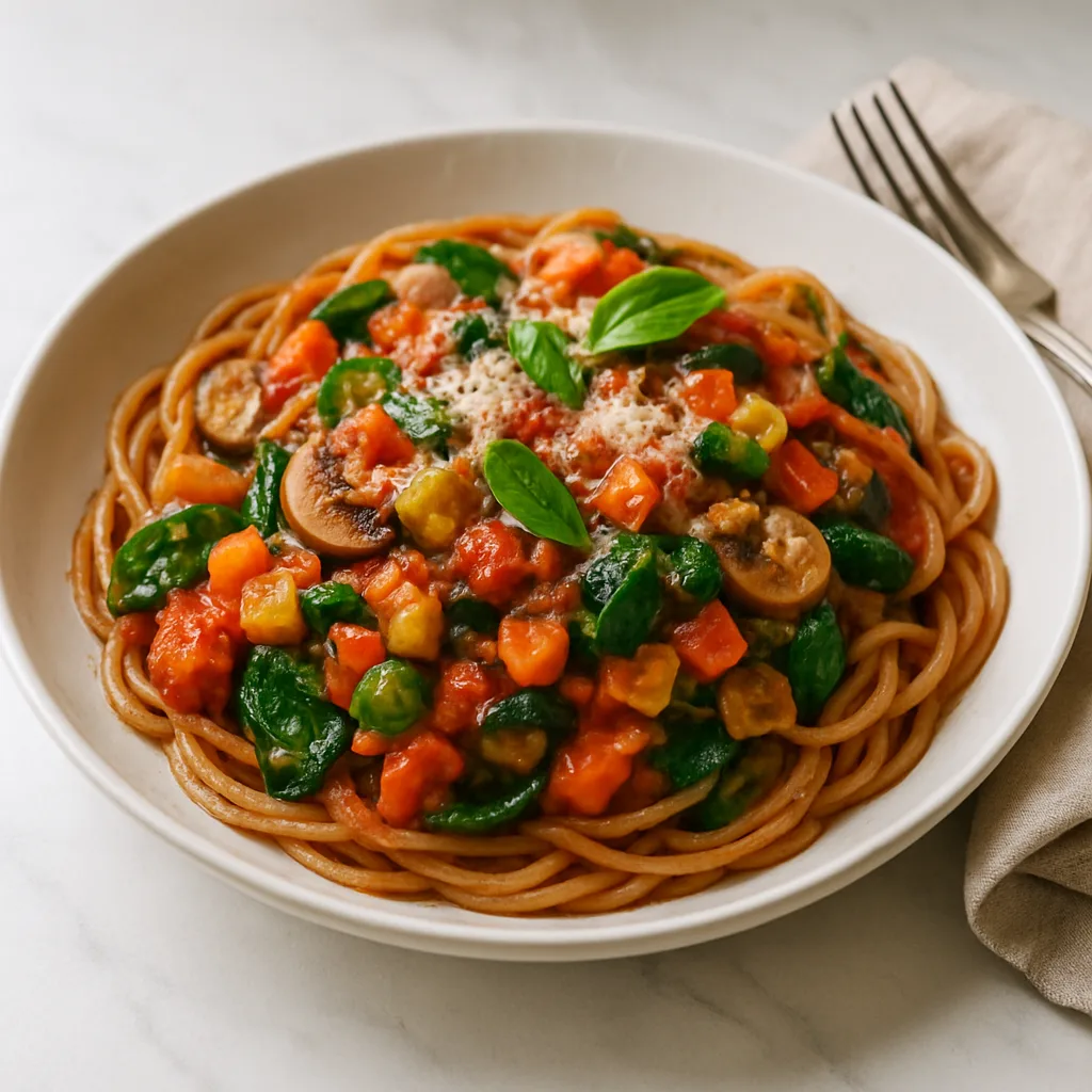 Veggie-Loaded Spaghetti with Tomato Sauce