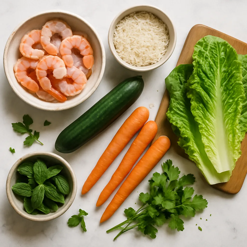 Ingredients for Vietnamese Shrimp Rice Paper Rolls